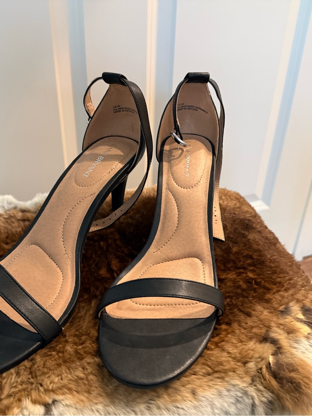 Lane Bryant Black Open-Toe Ankle-Strap Heels